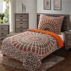 Povlečení Mikroplyš Flanel Minky – Mandala oranžová