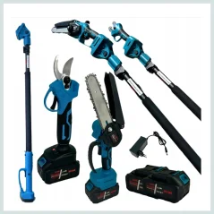 Teleskopické akumulátorové nůžky na větve + řetězová pila