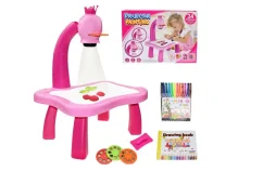 Dětský kreslicí projektor s fixy a předlohami - Růžová