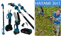 Teleskopické akumulátorové nůžky na větve + řetězová pila